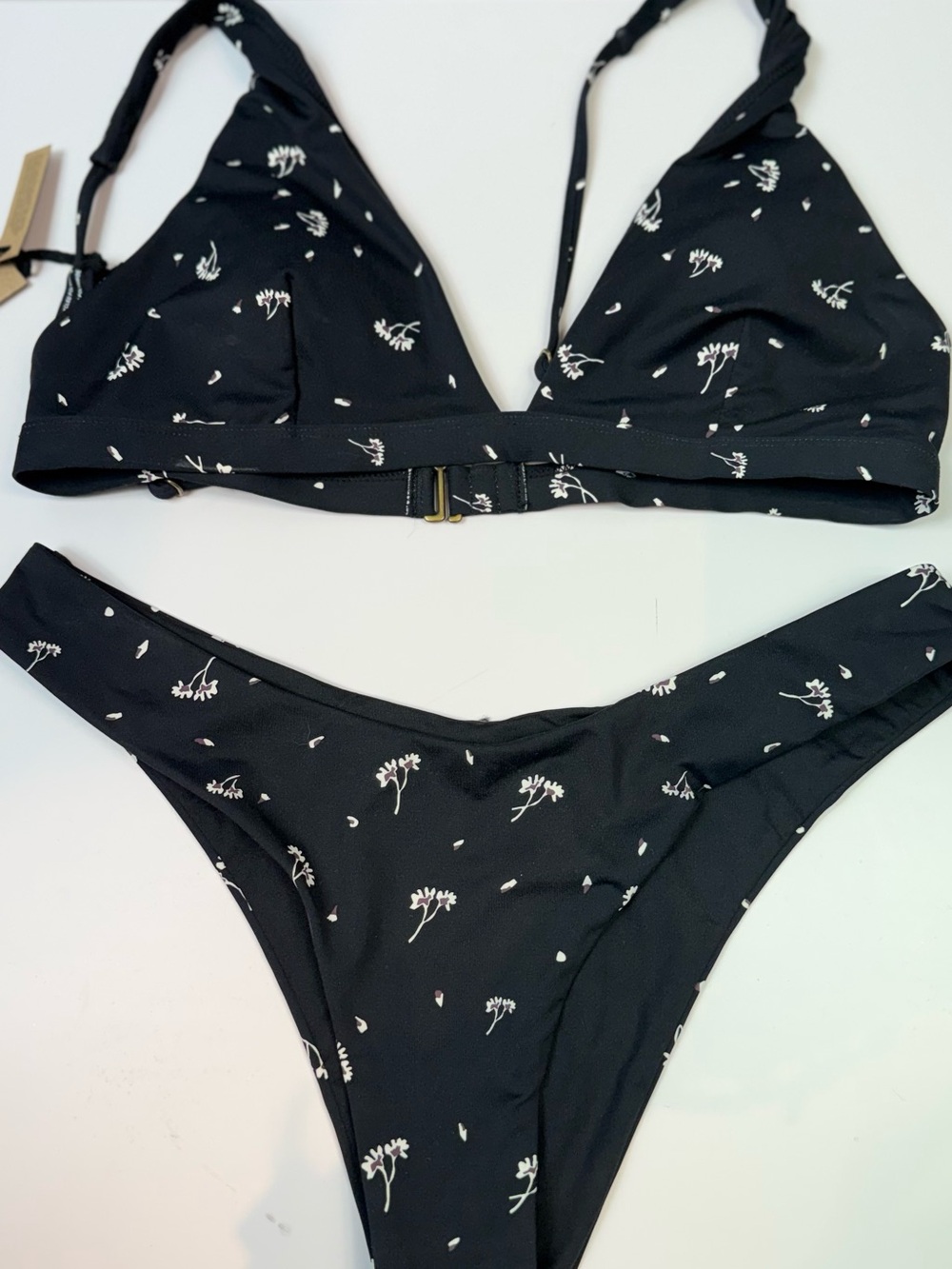 Thrills Seafolly Black Floral Bikini Set Top Large Bottom Small